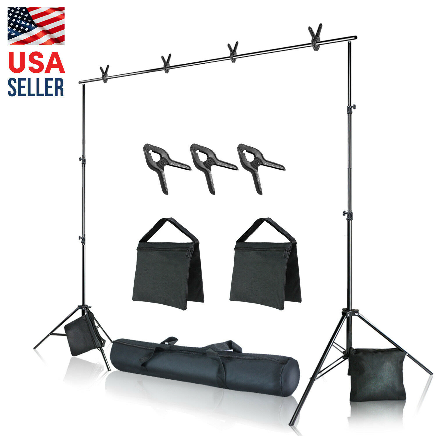 10 feet. Backdrop Stand Kit for Photography Background Support Kit (Refurbished)