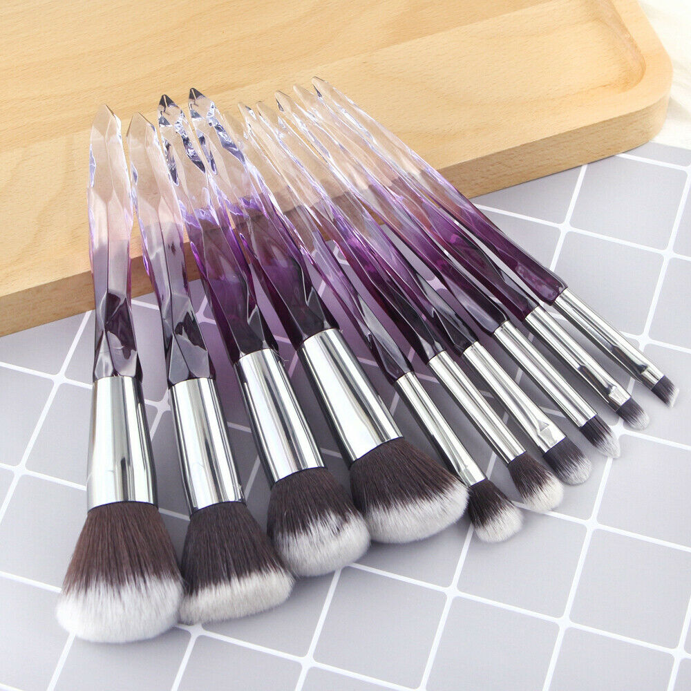 10Pcs Fashion Makeup Brushes Kit Foundation Groming Eye Shadow Lip Brush Tools