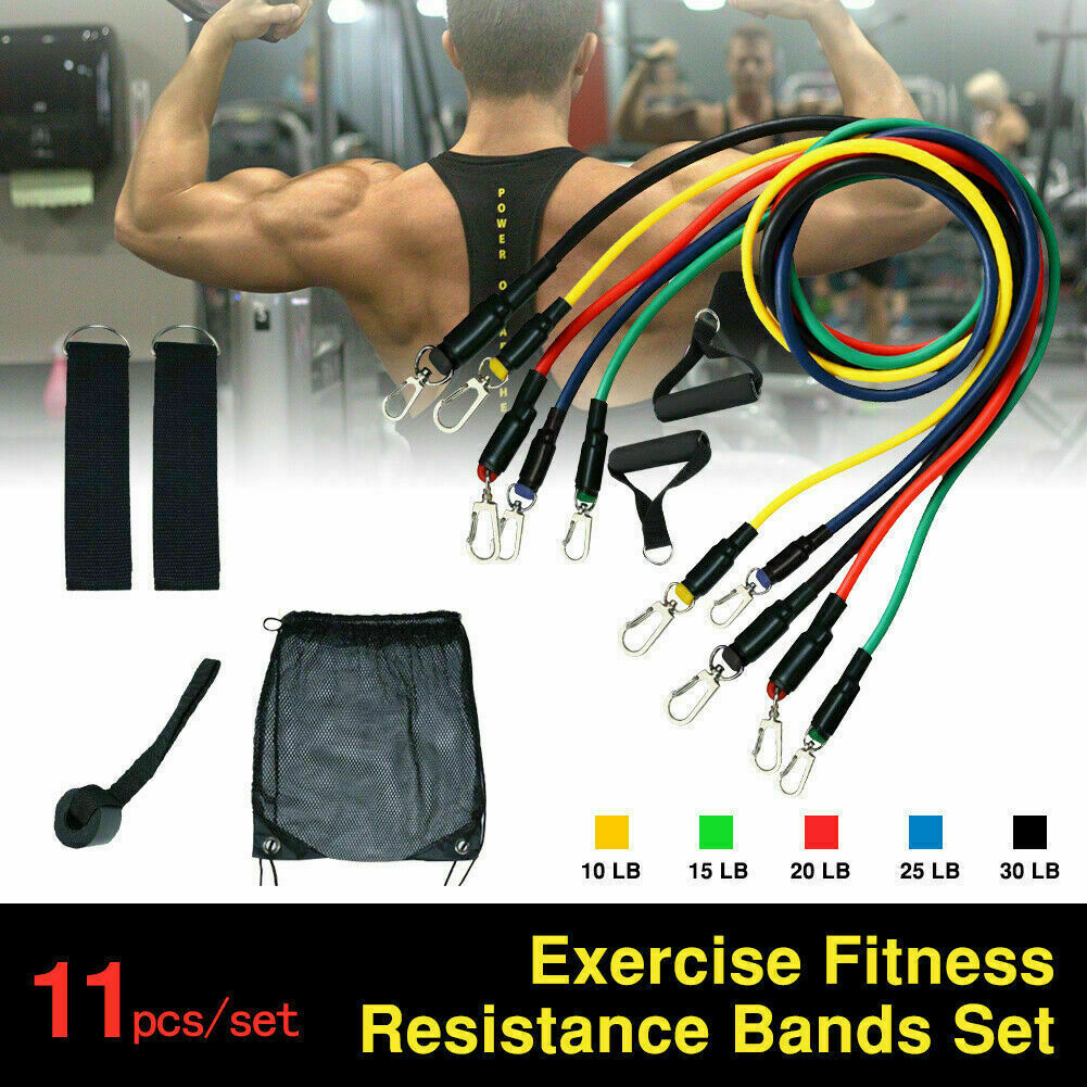 11Pcs Resistance Bands Booty Fitness Gym At Home Exercise Yoga workout Cross Fit