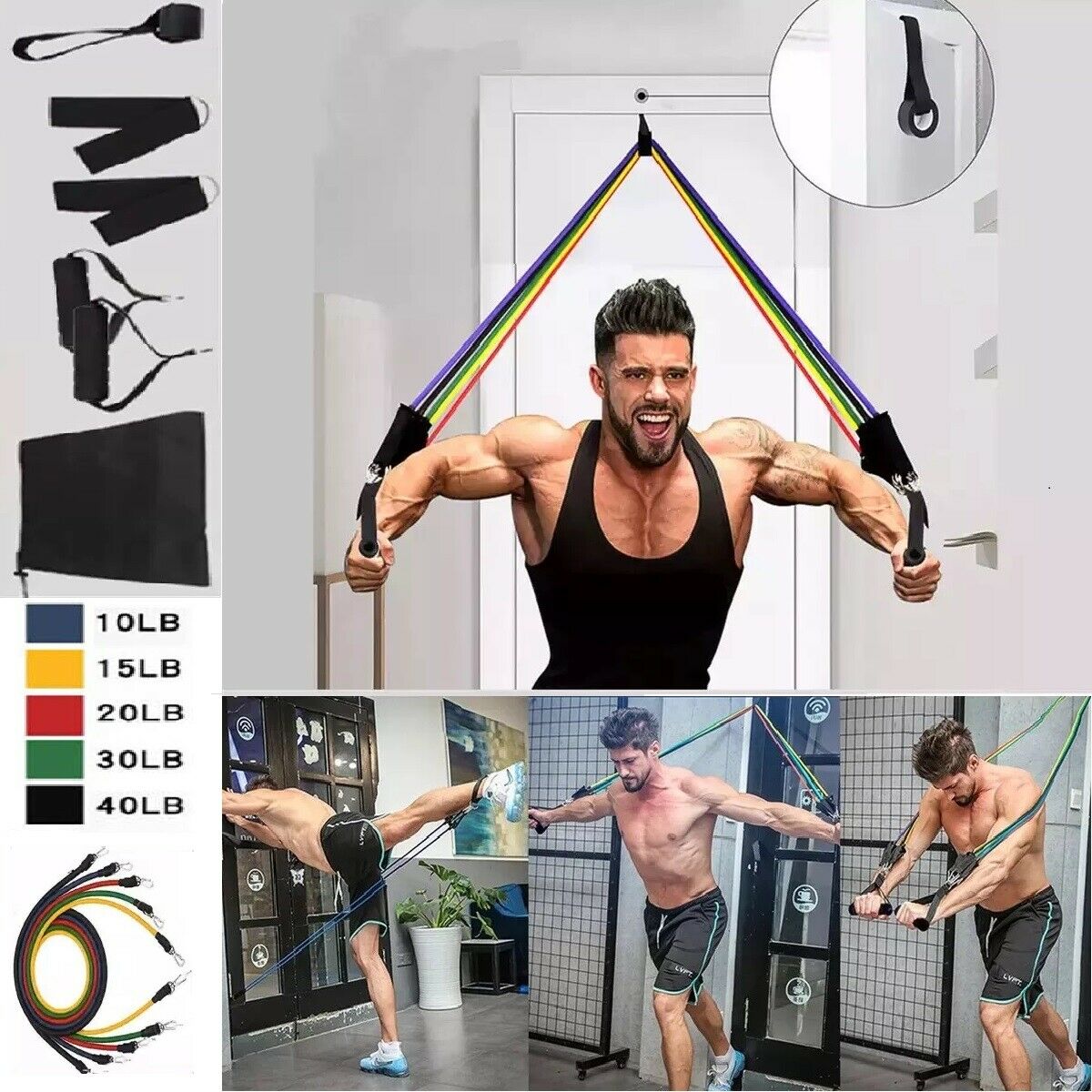 11Pcs Resistance Bands For Home Workout Exercise Yoga Crossfit Fitness Training