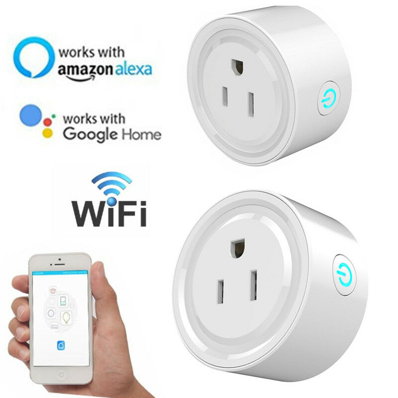 2pcs Smart WiFi Plug Outlet Swtich work with Echo Alexa Google Home APP Remote