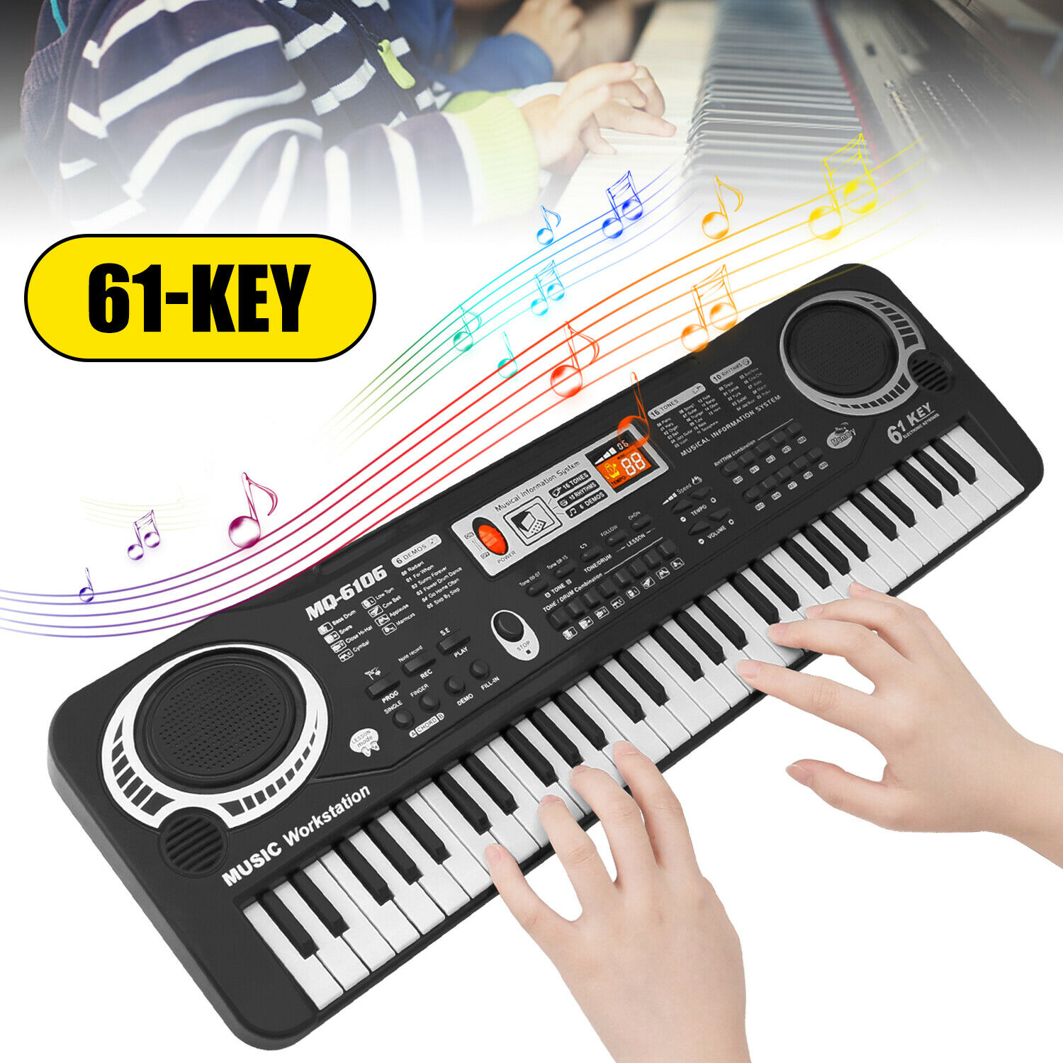61 Key Music Piano Electronic Keyboard Kids Gift Musical Instrument Microphone