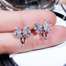 Cute Cubic Zirconia 925 Silver Stud Earrings Women Wedding Party Jewelry Gift