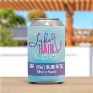 Lake Hair Don't Care Personalized Can Cooler by Gifts For You Now