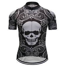 New Mens Cycling Skull Jerseys Bike Race Tops Shirt Short Sleeve Biking Clothing
