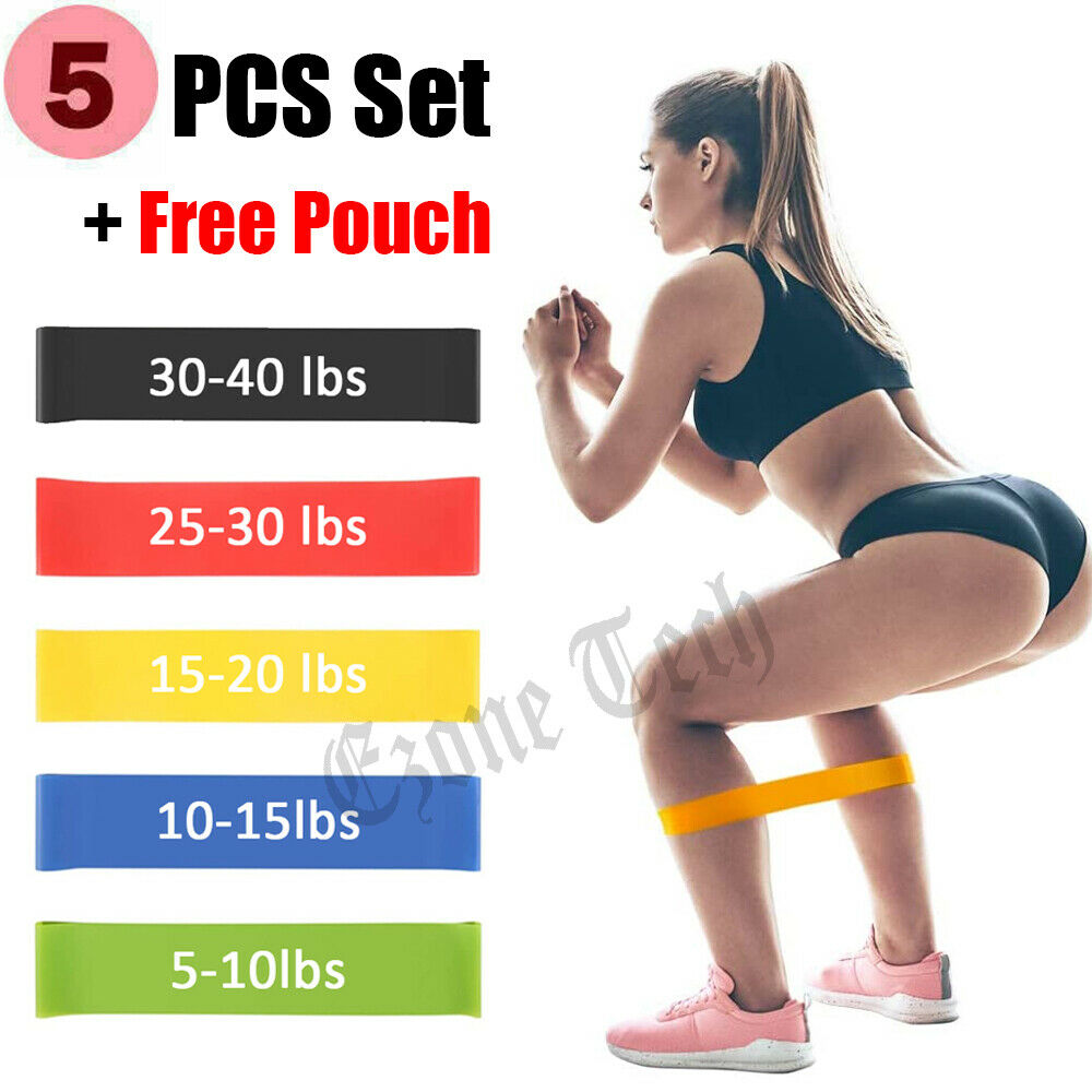 Resistance Bands Loop Set Strength Fitness Leg Exercise Yoga Workout Pull Up