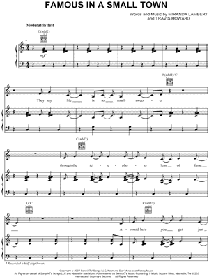 Famous In a Small Town Sheet Music by Miranda Lambert - Piano/Vocal/Guitar