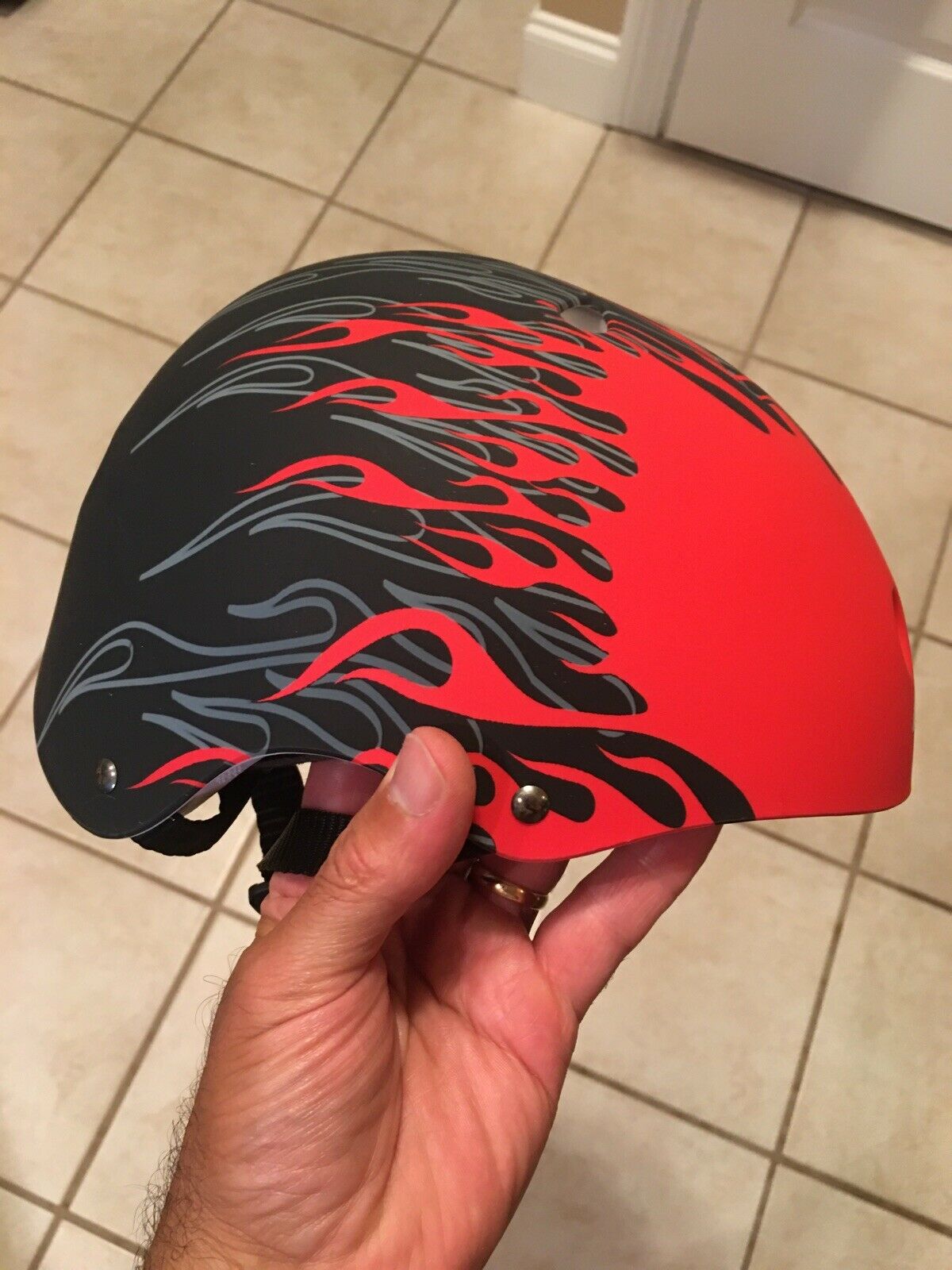 KIDZAMO Cycle And Skating Helmet Child's Small Flame Red Black