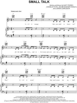 Small Talk Sheet Music by Katy Perry - Piano/Vocal/Guitar