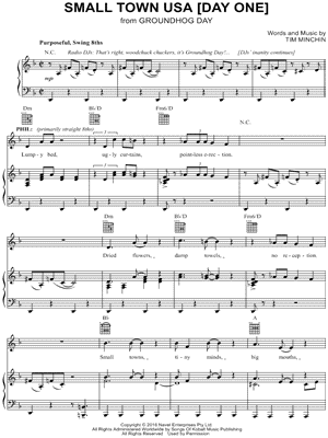 Small Town USA [Day One] Sheet Music from Groundhog Day: The Musical - Piano/Vocal/Guitar