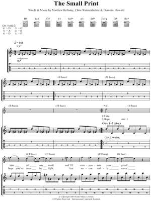 The Small Print Sheet Music by Muse - Guitar TAB