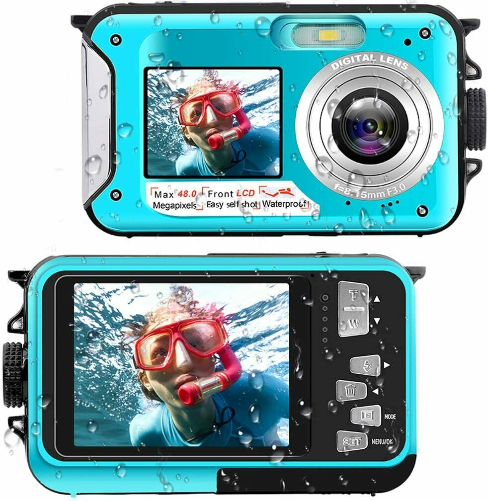Underwater Camera FHD 2.7K 48 MP Waterproof Digital Camera Selfie Dual Screen