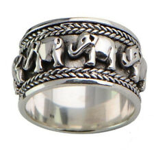 925 Silver White Elephant Family Ring Gifts for Women Men Gold Wedding Jewelry