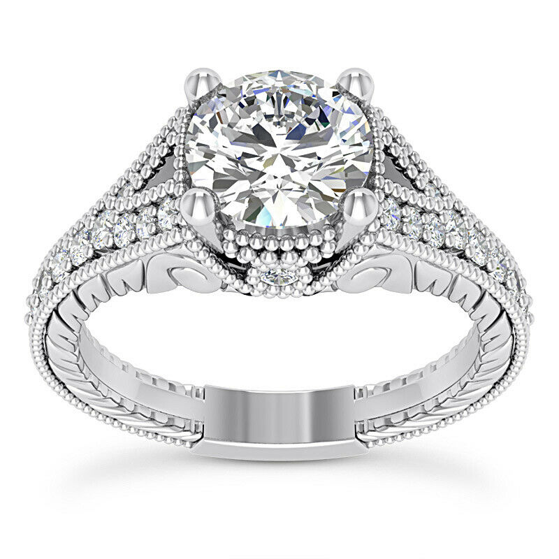 Antique Solitaire 1.10 Carat I SI1 Round Cut Diamond Engagement Ring Enhanced