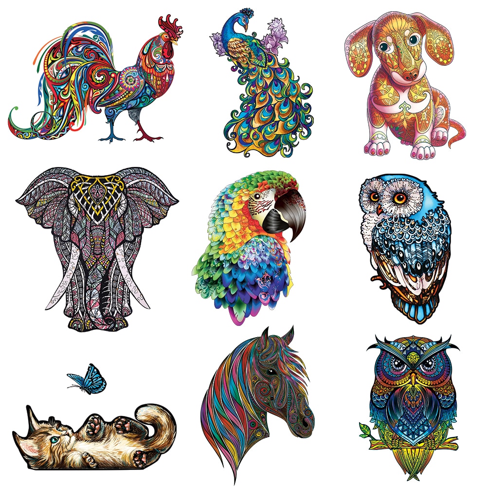 3D Animal Puzzle DIY Wooden Jigsaw Puzzles owl cock panda Kids Animal Shape Puzzles For Adults Kids Birthday Gift Home Decor