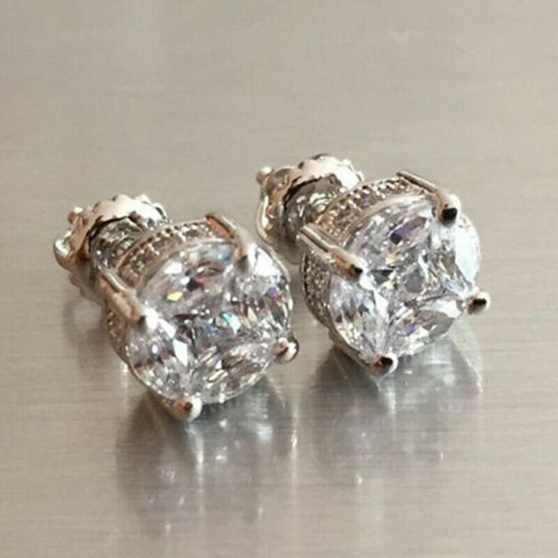 Elegant 925 Silver Filled Jewelry Stud Earring Women Cubic Zircon Wedding Gift