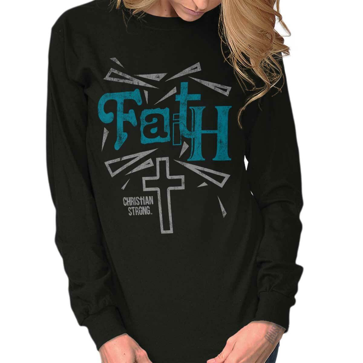 Jesus Faith Christian God Savior Hope Gift Long Sleeve Tshirt Tee for Adults
